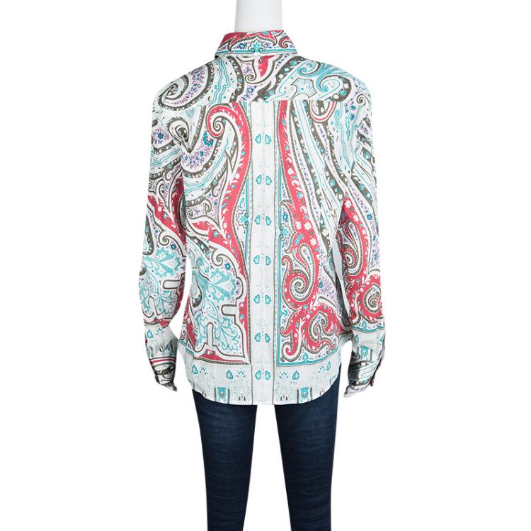 Pre Owned Etro Multicolor Printed Cotton Long Sleeve Button Front Shirt XL