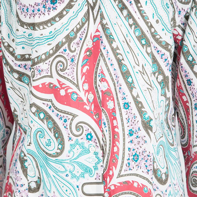 Pre Owned Etro Multicolor Printed Cotton Long Sleeve Button Front Shirt XL