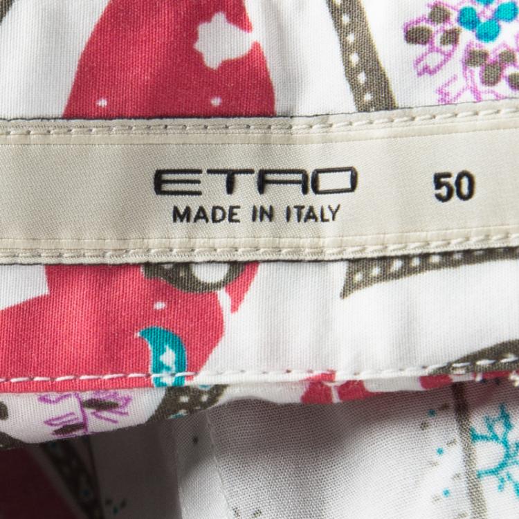 Pre Owned Etro Multicolor Printed Cotton Long Sleeve Button Front Shirt XL