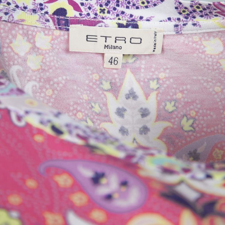 Pre Owned Etro Multicolor Paisley Printed Jersey Short Sleeve T-Shirt L 