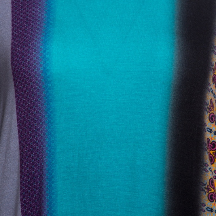 Pre Owned Etro Multicolor Printed Jersey Turtle Neck Long Sleeve T-Shirt L