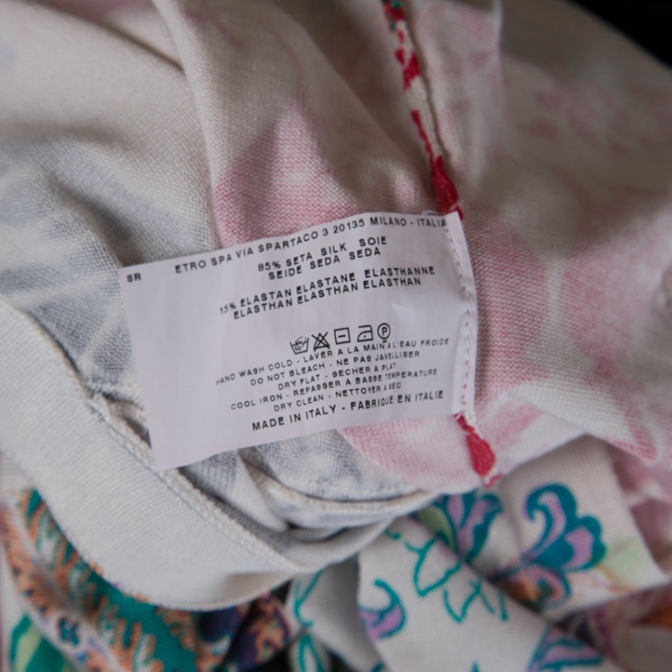 Pre Owned Etro Multicolor Printed Silk Knit Button Front Long Sleeve Cardigan M