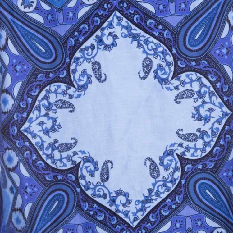 Pre Owned Etro Blue Printed Cotton Long Sleeve Button Front Shirt S