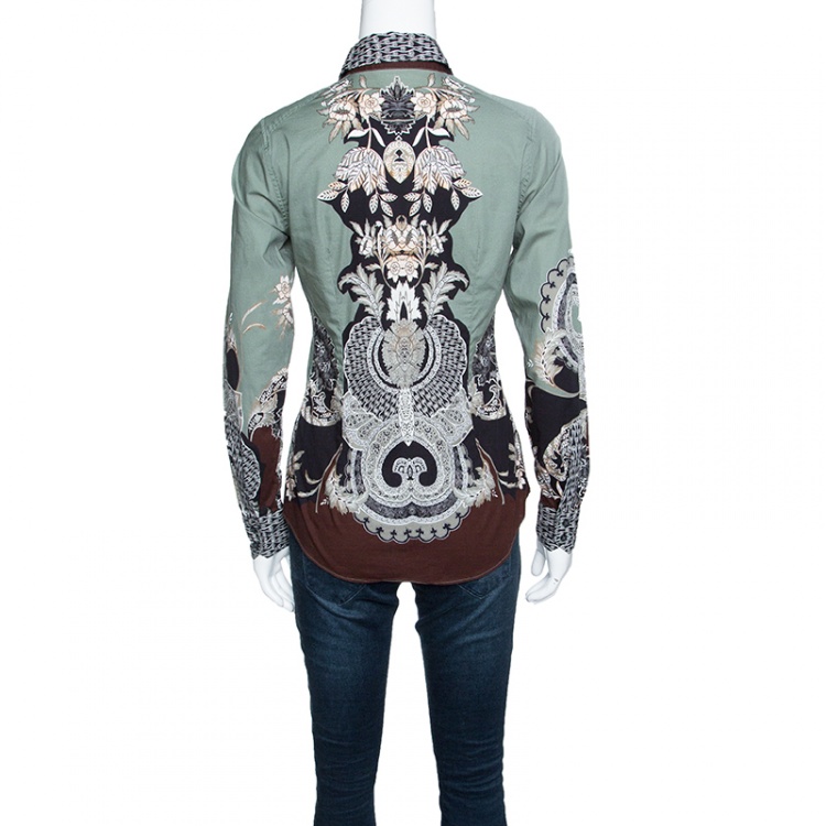 Pre Owned Etro Multicolor Printed Cotton Long Sleeve Button Front Shirt S