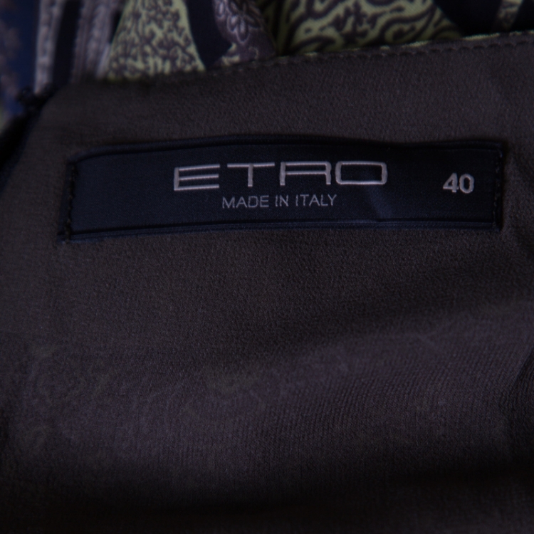 Pre Owned Etro Multicolor Printed Silk Pleat Detail Maxi Skirt S
