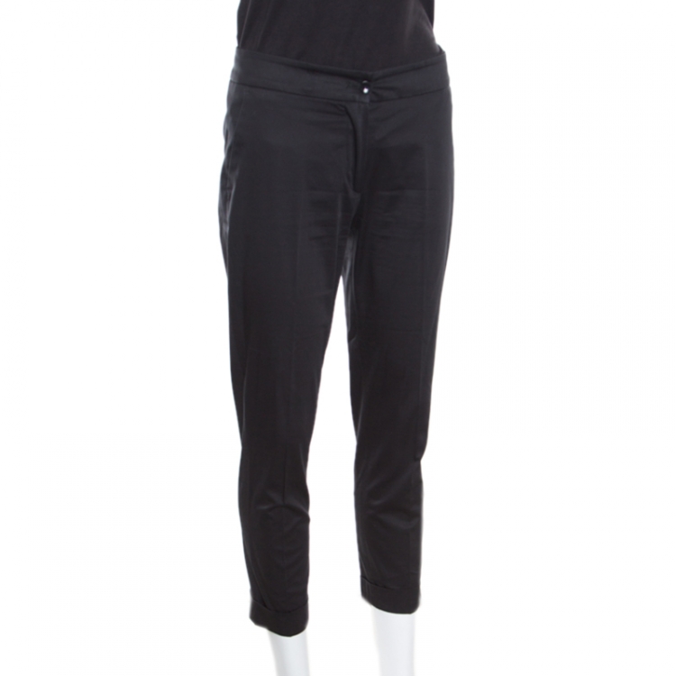Pre Owned Etro Black Cuffed Hem Tailored Pants S