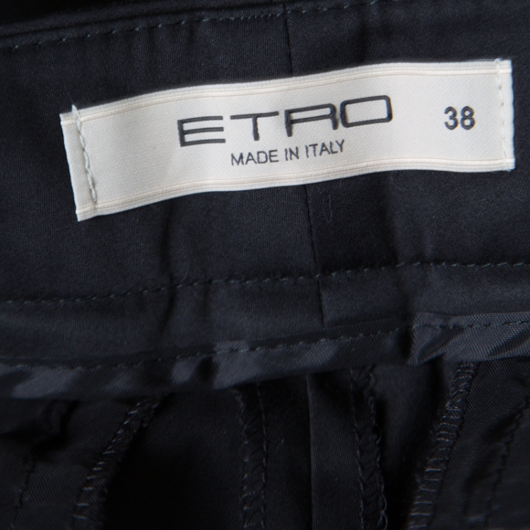 Pre Owned Etro Black Cuffed Hem Tailored Pants S