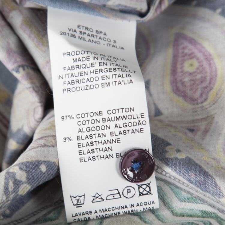 Pre Owned Etro Multicolor Baroque Printed Cotton Long Sleeve Button Front Shirt M