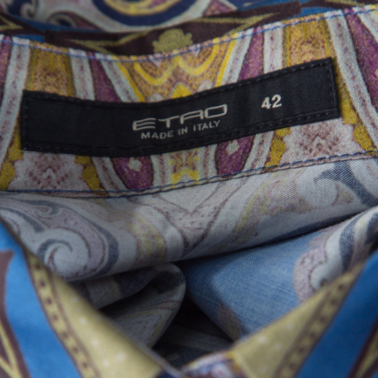 Pre Owned Etro Multicolor Baroque Printed Cotton Long Sleeve Button Front Shirt M