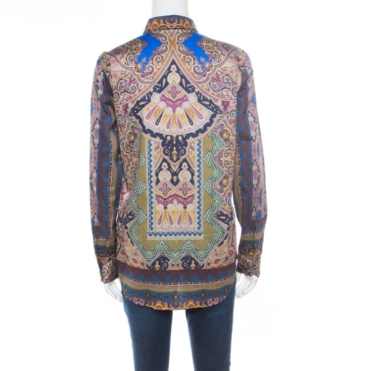 Pre Owned Etro Multicolor Baroque Printed Cotton Long Sleeve Button Front Shirt M