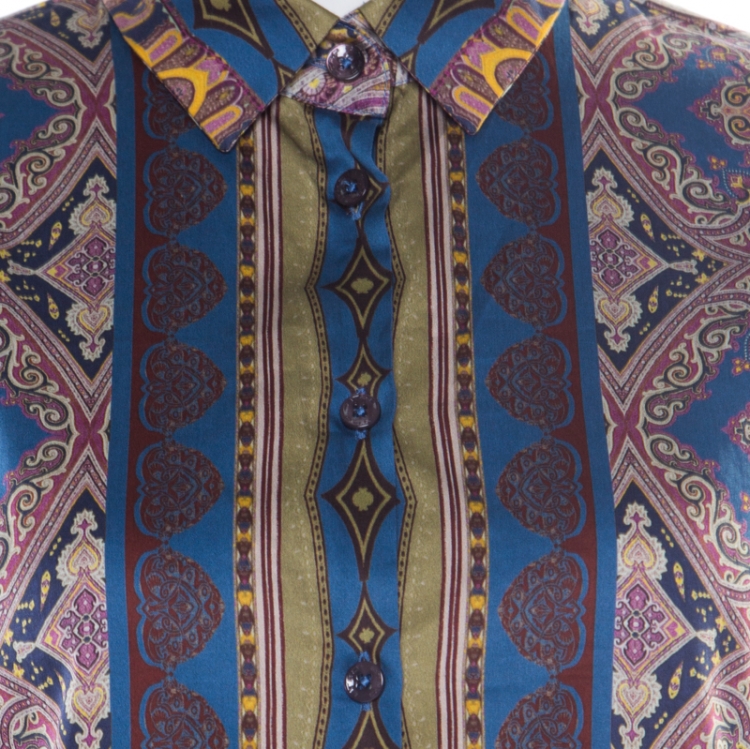 Pre Owned Etro Multicolor Baroque Printed Cotton Long Sleeve Button Front Shirt M