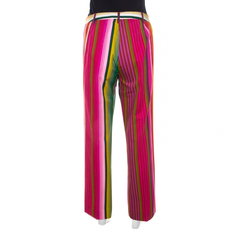 Pre Owned Etro Multicolor Striped Cotton Pants L 