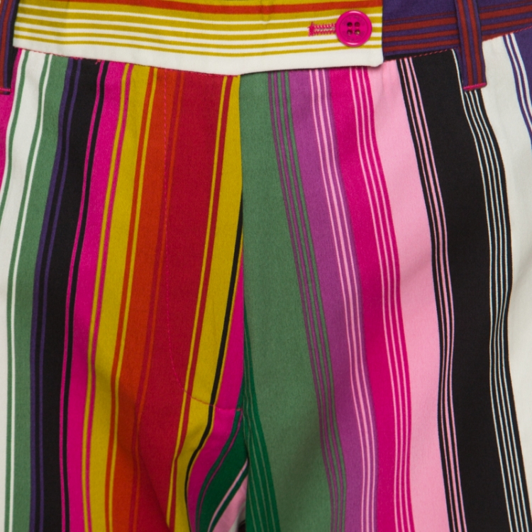 Pre Owned Etro Multicolor Striped Cotton Pants L 