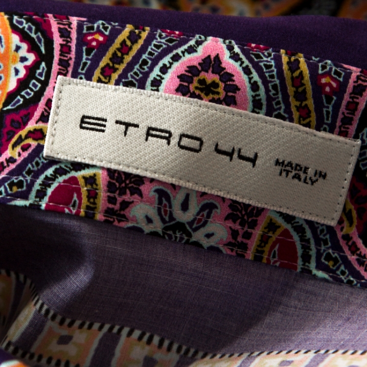 Pre Owned Etro Multicolor Paisley Printed Stretch Cotton Long Sleeve Shirt M