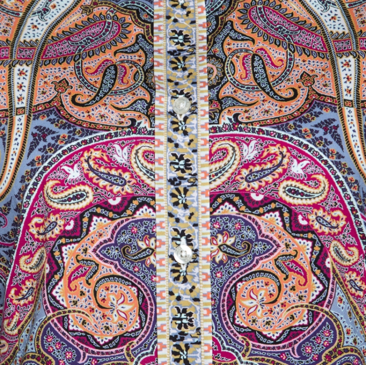 Pre Owned Etro Multicolor Paisley Printed Stretch Cotton Long Sleeve Shirt M
