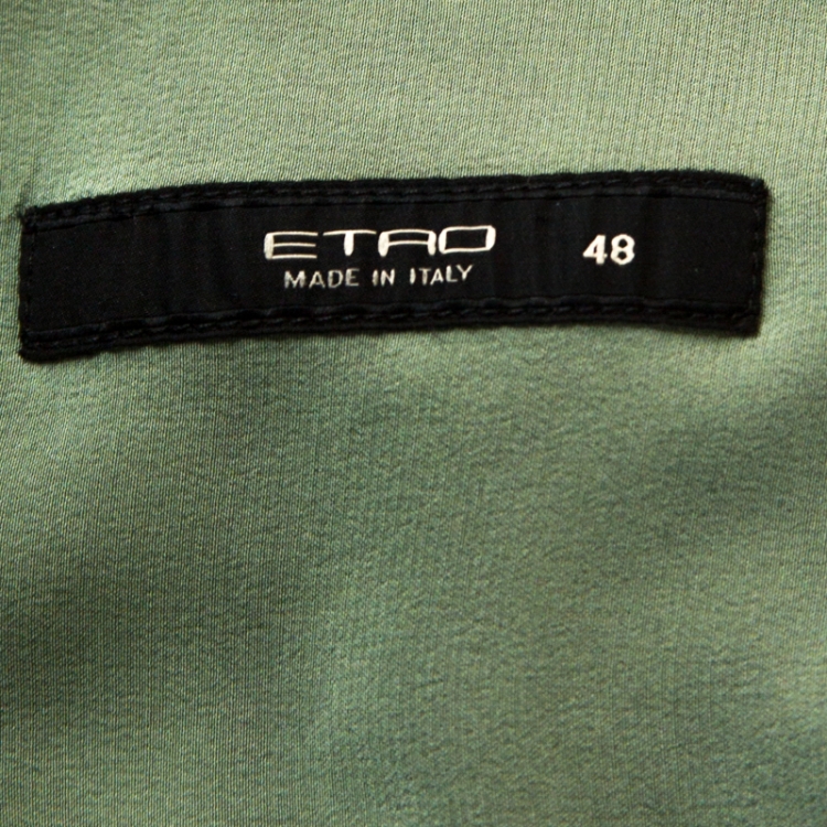 Pre Owned Etro Pale Green Placement Print Detail Long Sleeve Shirt L