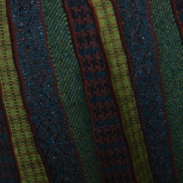 Pre Owned Etro Multicolor Wool and Alpaca Blend Paneled Midi Skirt M