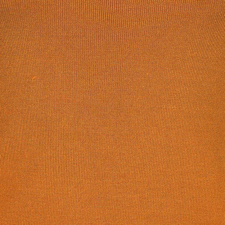 Pre Owned Etro Orange Ribbed Knit Halterneck Top M