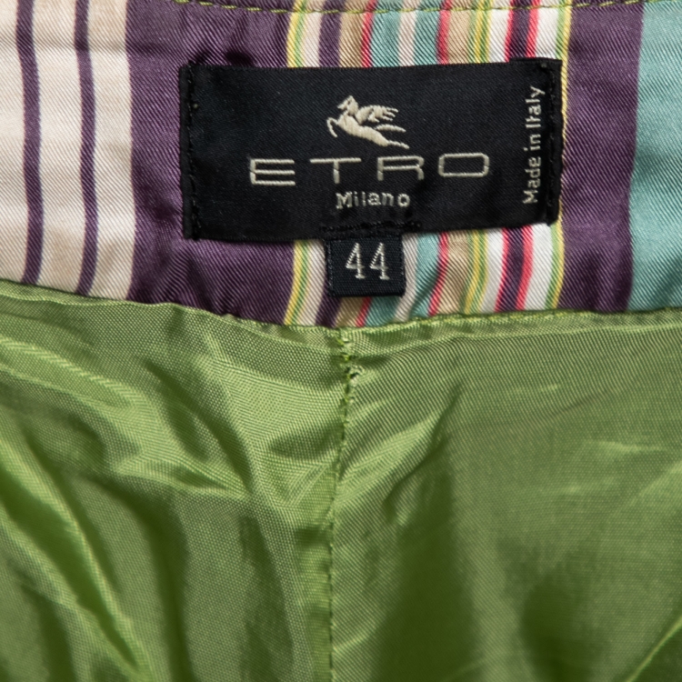 Pre Owned Etro Green Suede Flared Trousers M