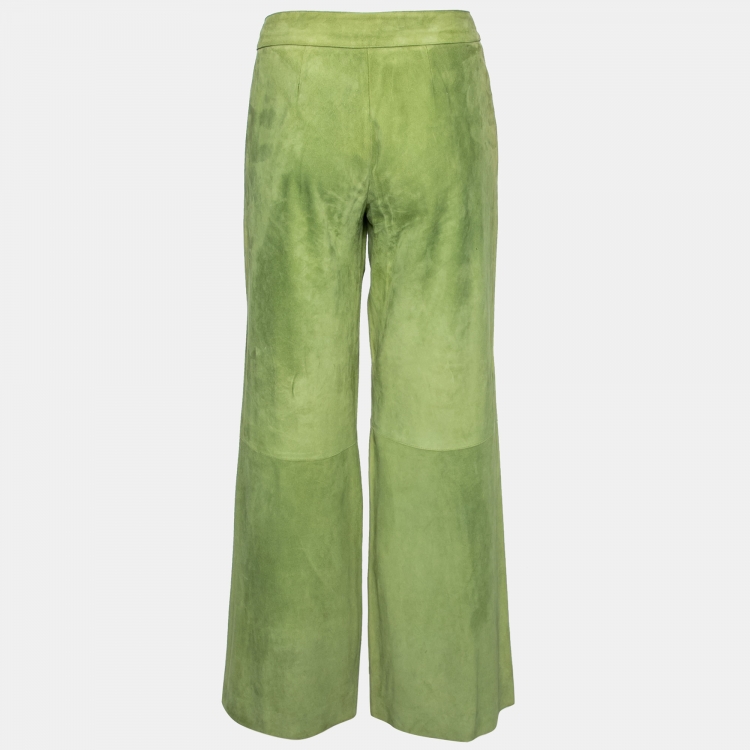 Pre Owned Etro Green Suede Flared Trousers M