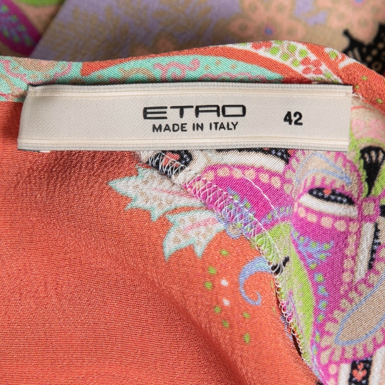 Pre Owned Etro Multicolor Paisley Printed Silk Long Sleeve Top M
