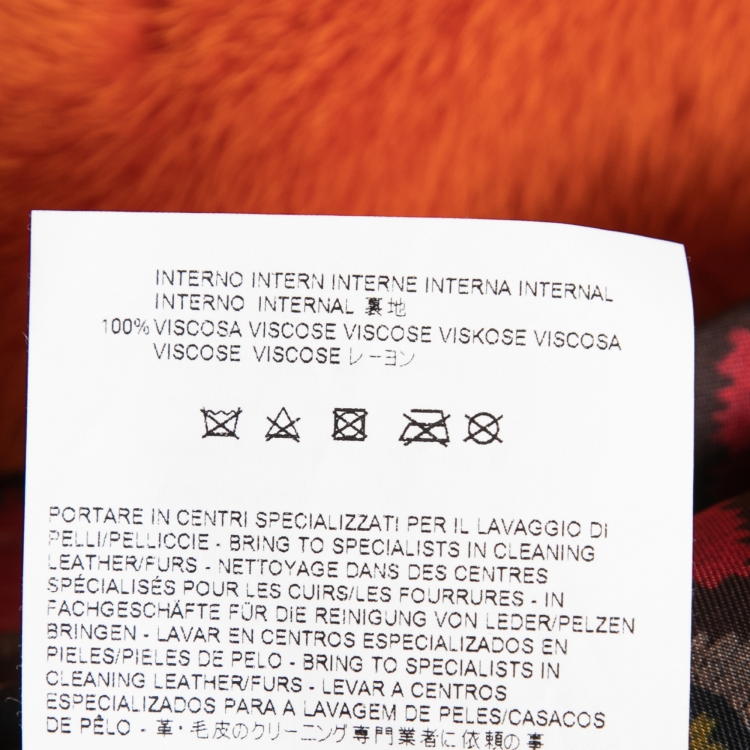 Pre Owned Etro Orange Striped Mink Fur Zip Front Jacket M