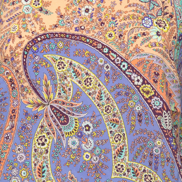 Pre Owned Etro Purple Paisley Print Silk Short Sleeve Top M