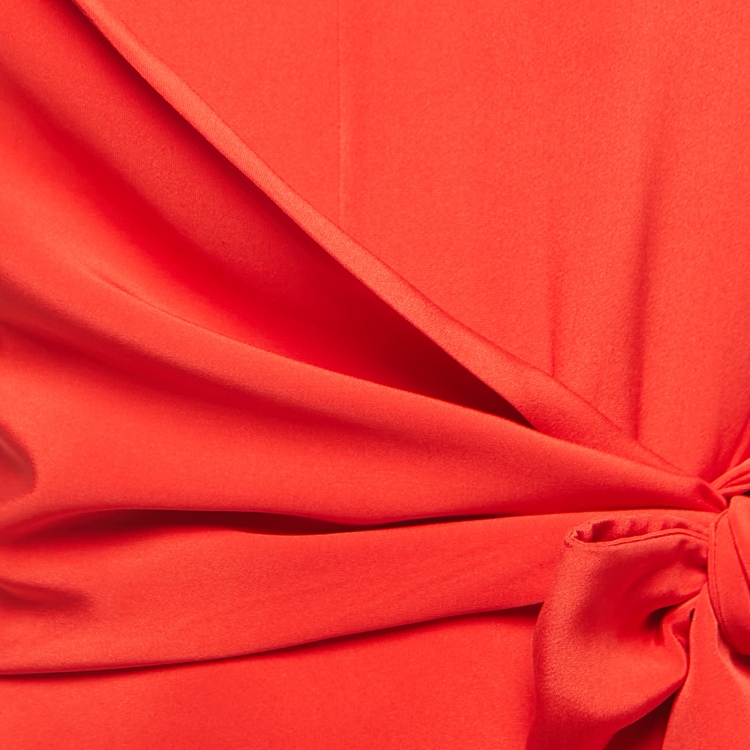 Pre Owned Etro Red Crepe Waist Tie Detail A-Line Midi Dress M