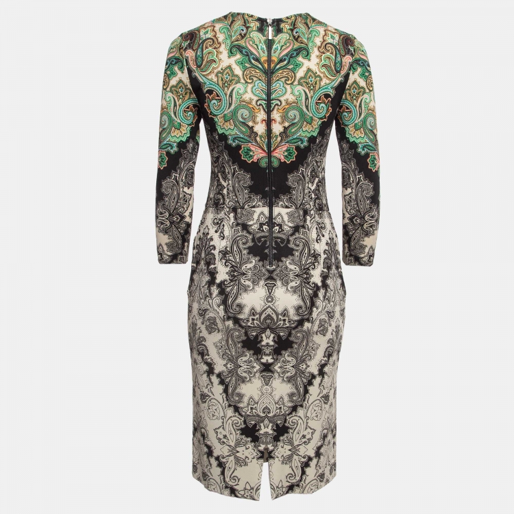 Pre Owned Etro Multicolor Print Stretch Knit Knee Length Dress S
