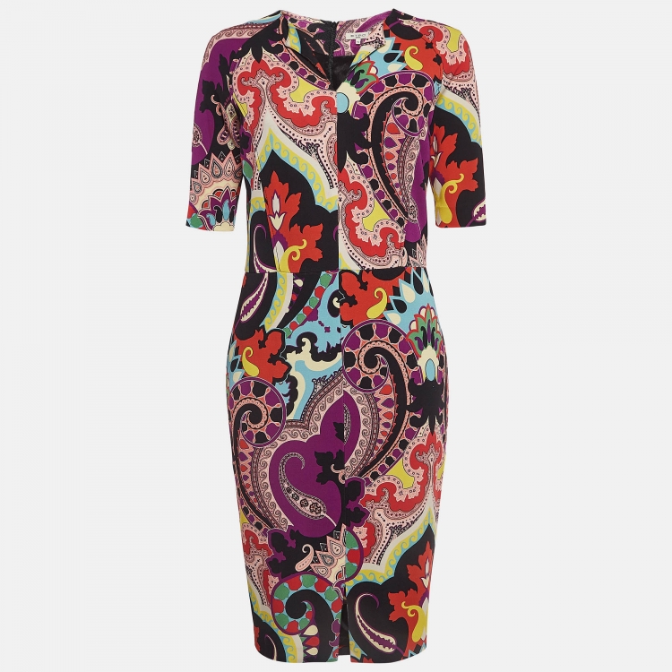 Pre Owned Etro Multicolor Printed Jersey Short Dress M