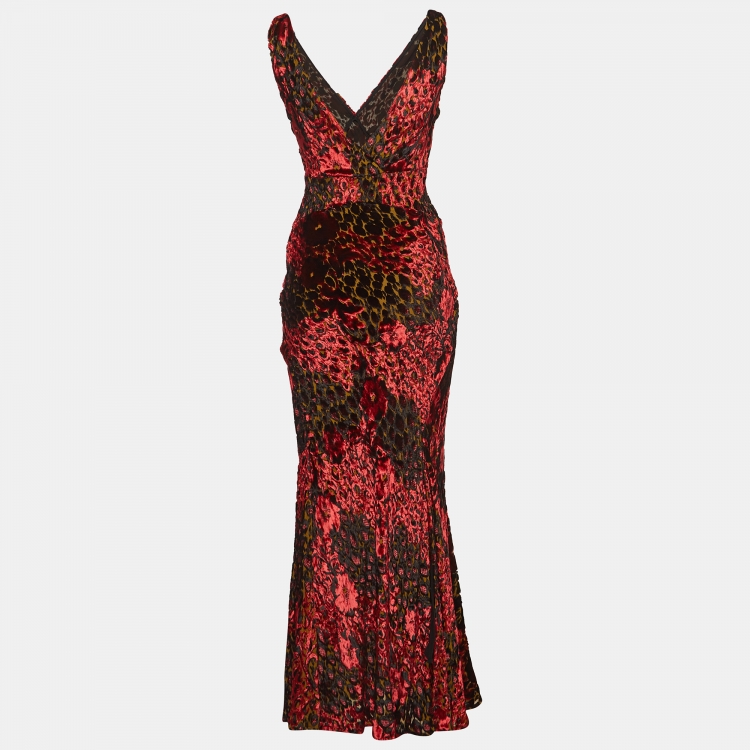 Pre Owned Etro Multicolor Velvet Patterned Silk Blend Maxi Dress S