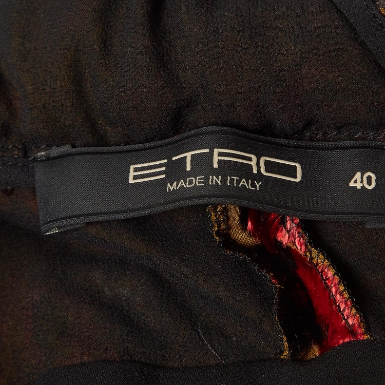 Pre Owned Etro Multicolor Velvet Patterned Silk Blend Maxi Dress S