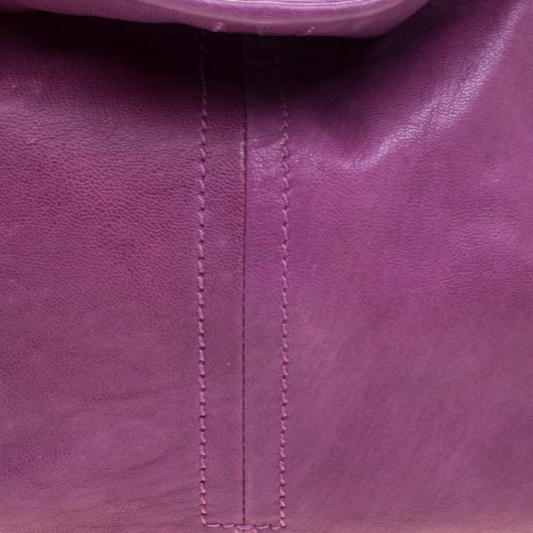 Pre Owned Etro Purple Leather Python Detail hobo