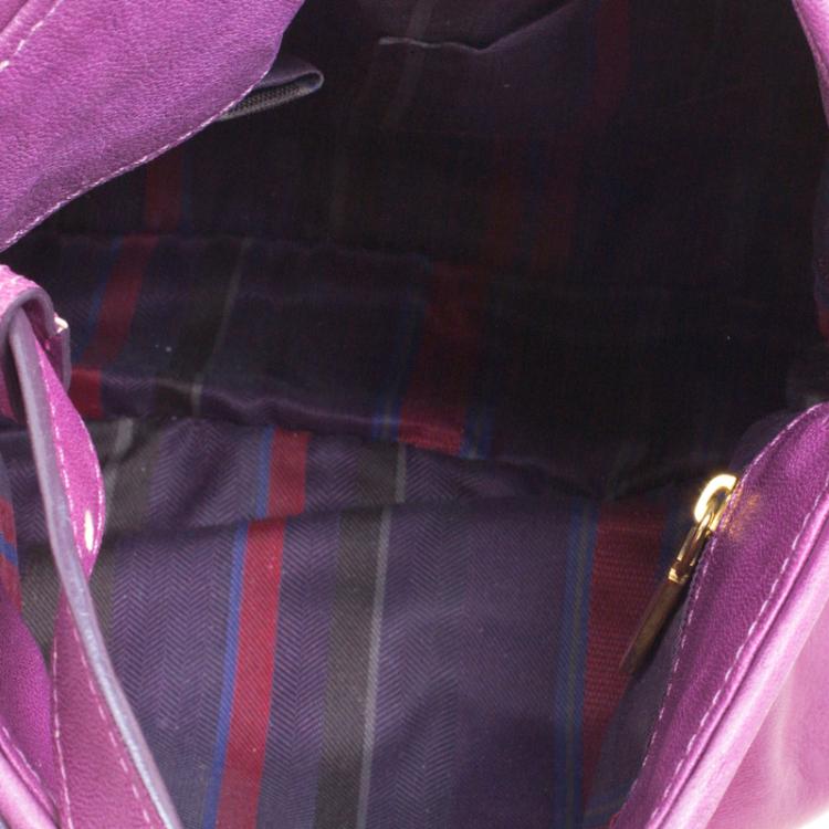Pre Owned Etro Purple Leather Python Detail hobo