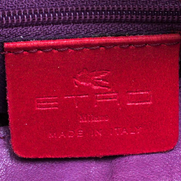 Pre Owned Etro Purple Leather Python Detail hobo