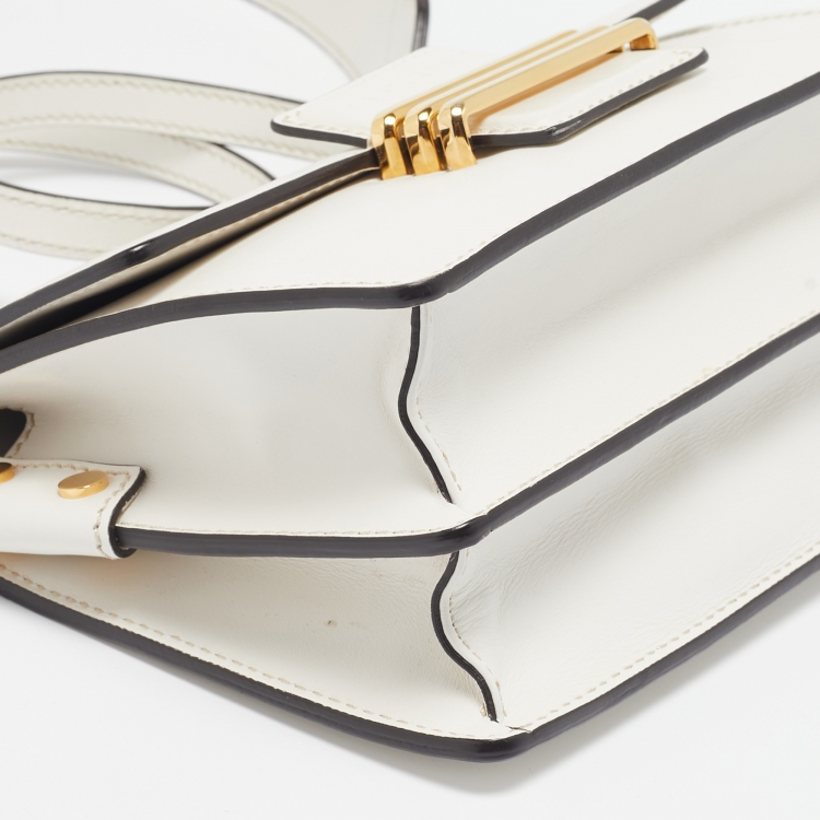 Pre Owned Etro Off White Leather Fold-Over Crossbody Bag