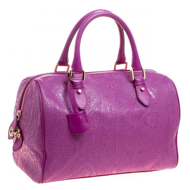 Pre Owned Etro Pink Embossed Leather Satchel