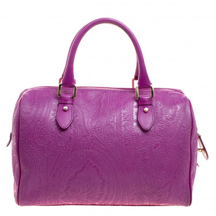 Pre Owned Etro Pink Embossed Leather Satchel