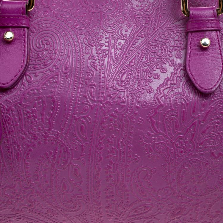 Pre Owned Etro Pink Embossed Leather Satchel