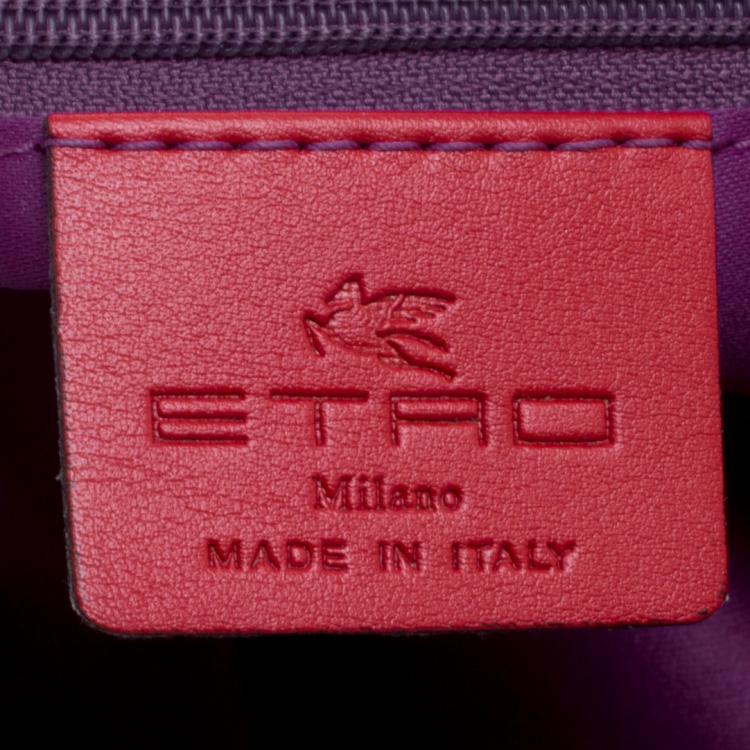 Pre Owned Etro Pink Embossed Leather Satchel