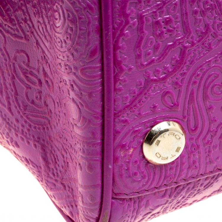 Pre Owned Etro Pink Embossed Leather Satchel