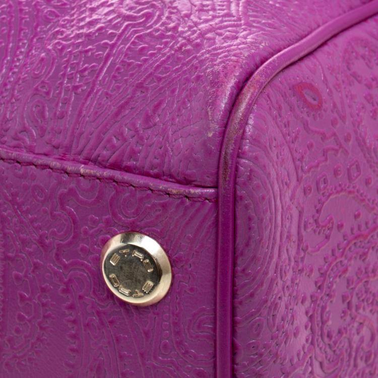 Pre Owned Etro Pink Embossed Leather Satchel