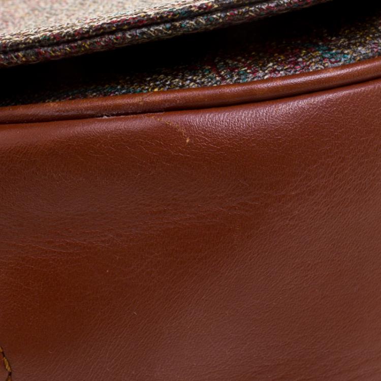 Pre Owned Etro Brown Paisley Printed Leather Crossbody Bag