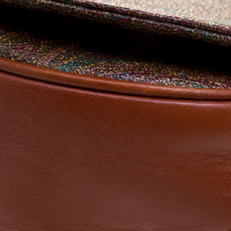 Pre Owned Etro Brown Paisley Printed Leather Crossbody Bag