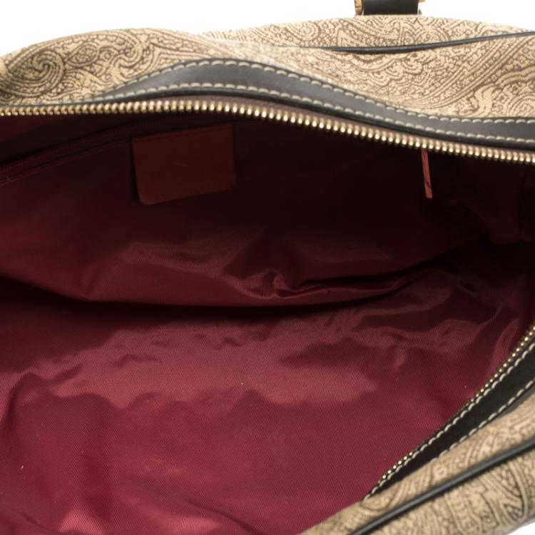 Pre Owned Etro Beige Paisley Printed Fabric Bowling Bag
