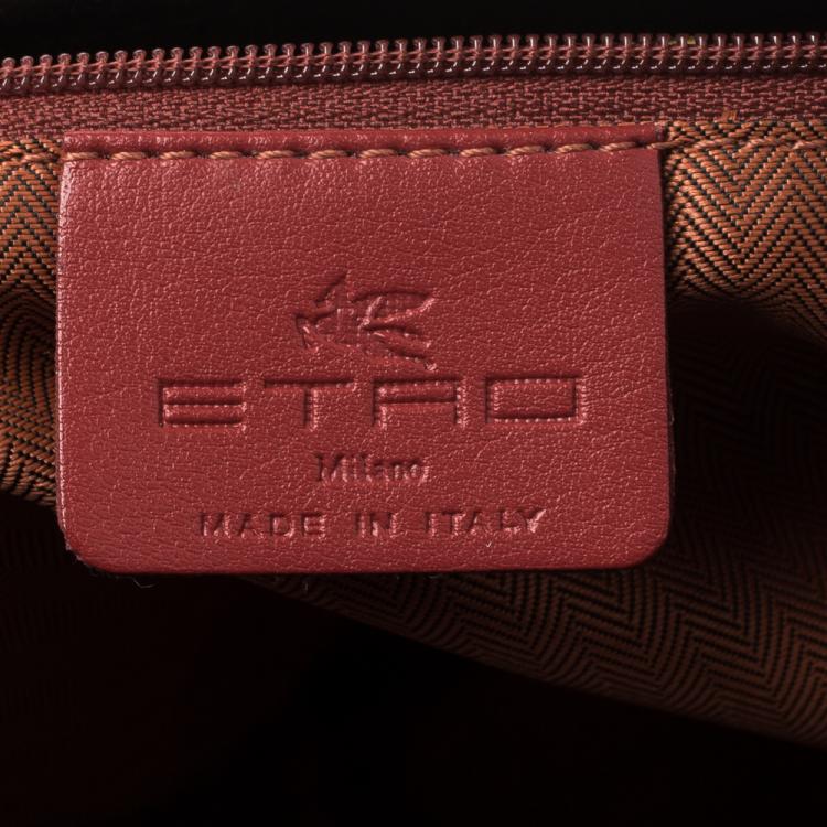 Pre Owned Etro Multicolor Paisley Printed and Lizard Embossed Leather Tote