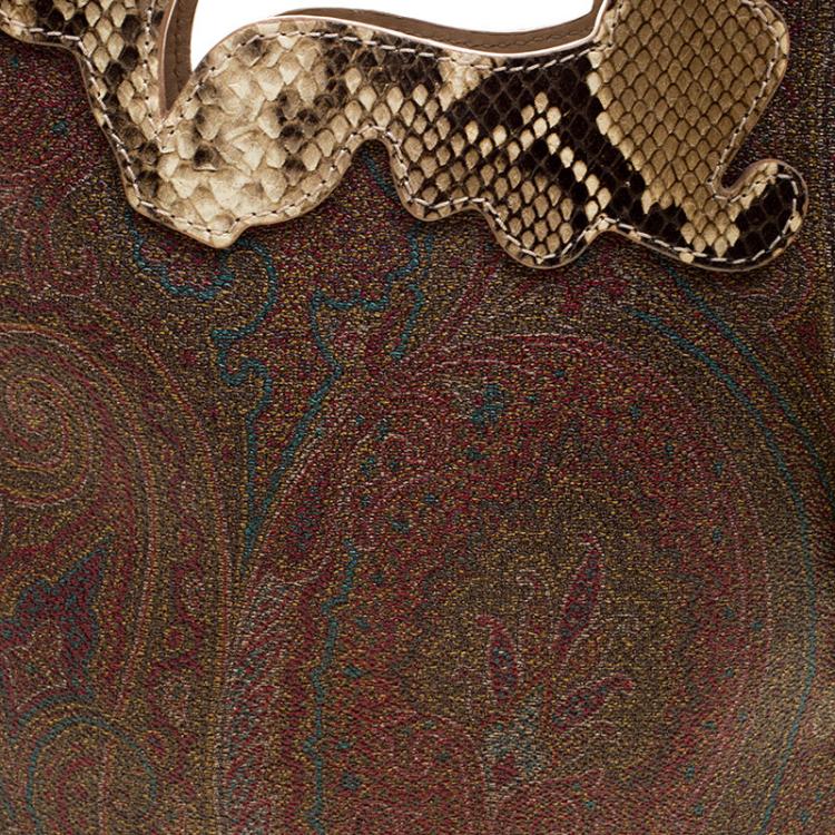 Pre Owned Etro Brown/Beige Paisley Coated Canvas Crossbody Bag