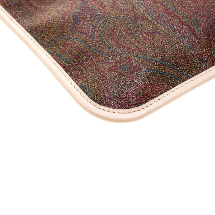 Pre Owned Etro Brown/Beige Paisley Coated Canvas Crossbody Bag