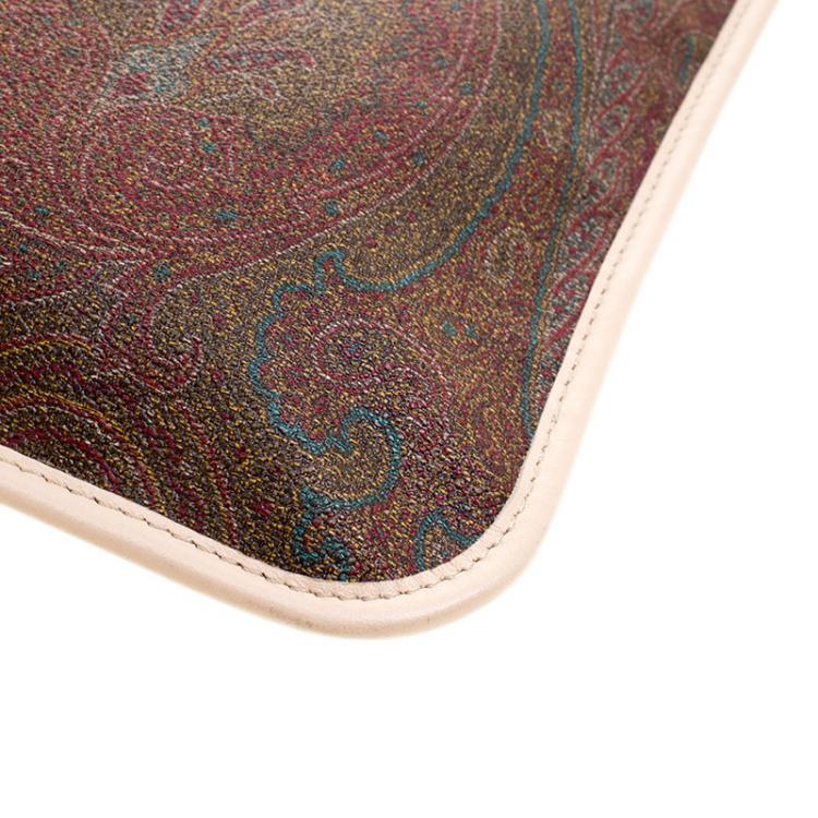 Pre Owned Etro Brown/Beige Paisley Coated Canvas Crossbody Bag