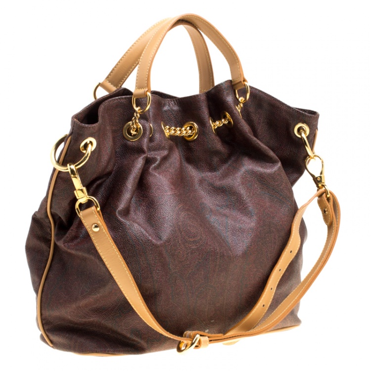 Pre Owned Etro Paisley Printed Coated Canvas Shoulder Bag